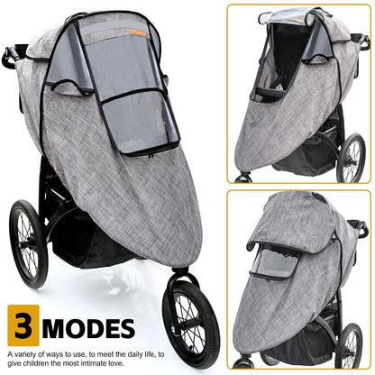 Stroller Rain Cover,Universal Stroller Accessory,Waterproof,Windproof Protection,Protect from Dust Snow,Baby Travel Weather Shield(Grey)
