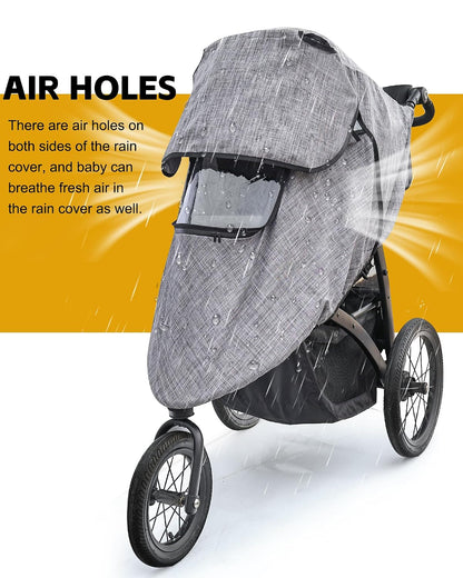 Stroller Rain Cover,Universal Stroller Accessory,Waterproof,Windproof Protection,Protect from Dust Snow,Baby Travel Weather Shield(Grey)