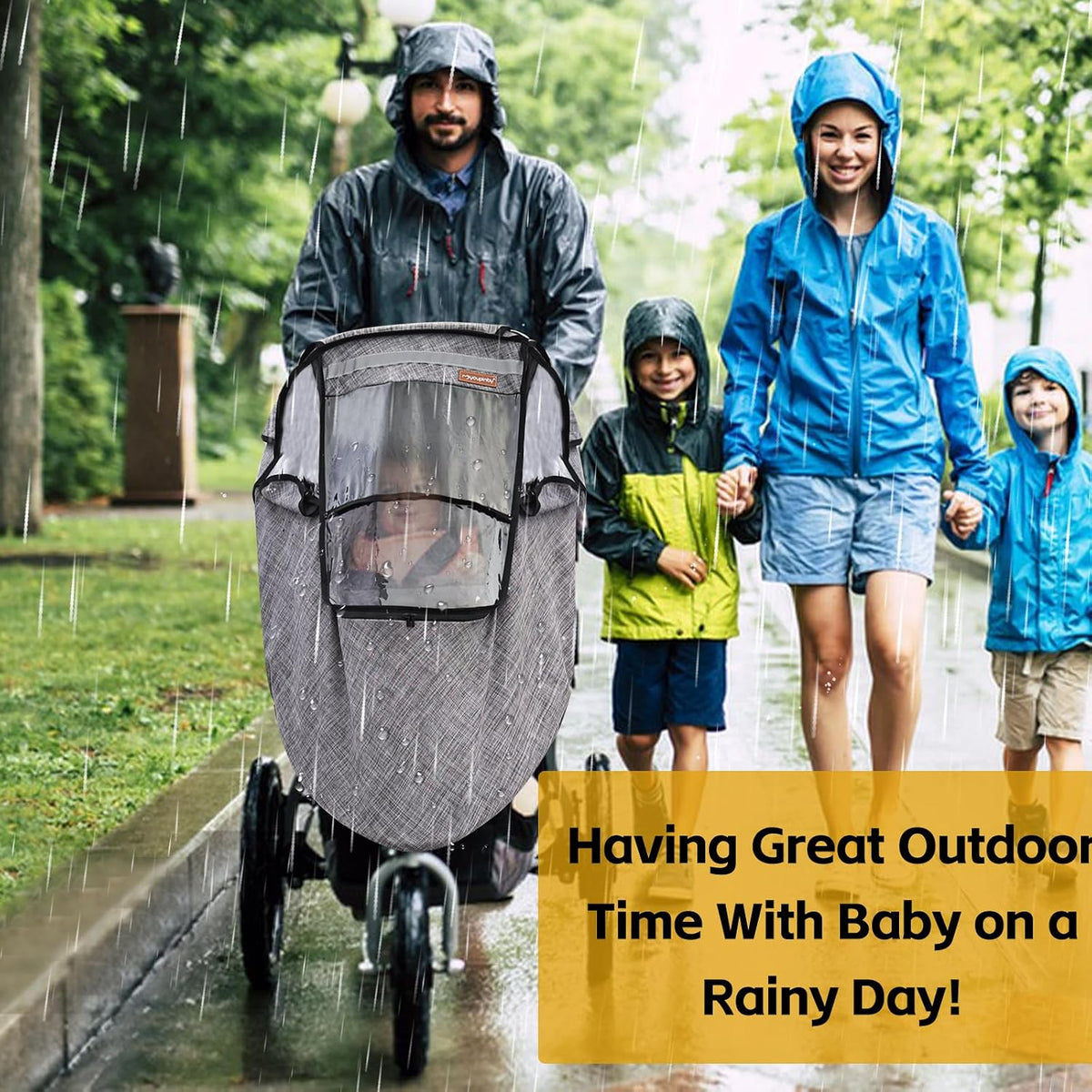 Stroller Rain Cover,Universal Stroller Accessory,Waterproof,Windproof Protection,Protect from Dust Snow,Baby Travel Weather Shield(Grey)