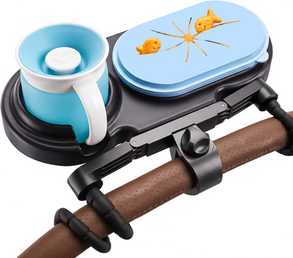 Universal Stroller Snack Tray with Spill-Resistant Silicone Cup