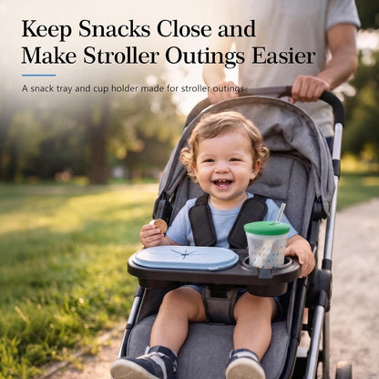 Universal Stroller Snack Tray with Spill-Resistant Silicone Cup