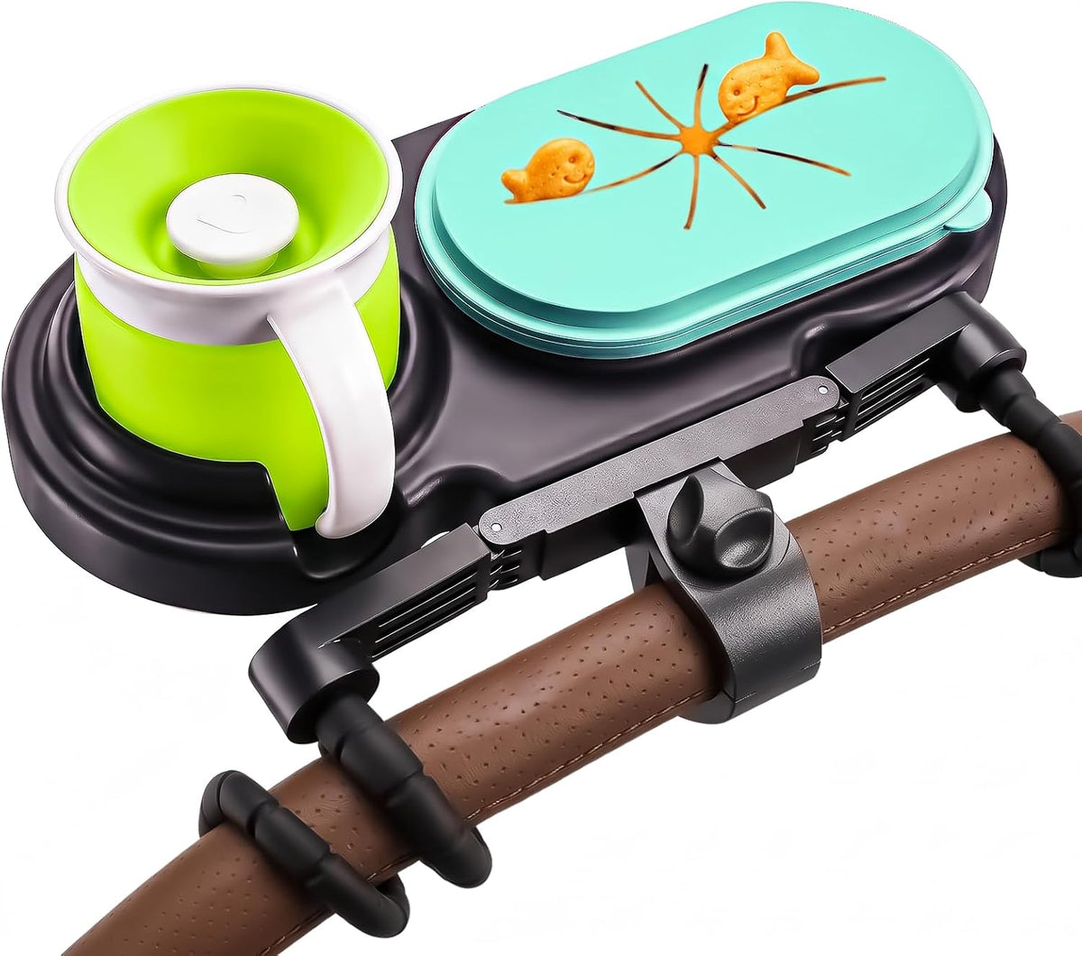 Universal Stroller Snack Tray with Spill-Resistant Silicone Cup