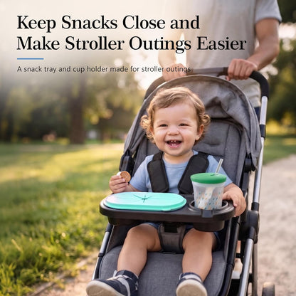 Universal Stroller Snack Tray with Spill-Resistant Silicone Cup