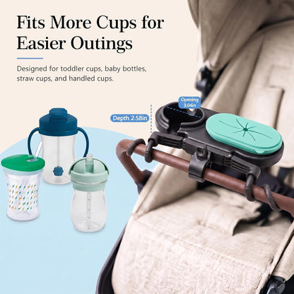 Universal Stroller Snack Tray with Spill-Resistant Silicone Cup
