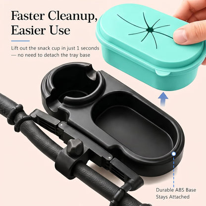 Universal Stroller Snack Tray with Spill-Resistant Silicone Cup