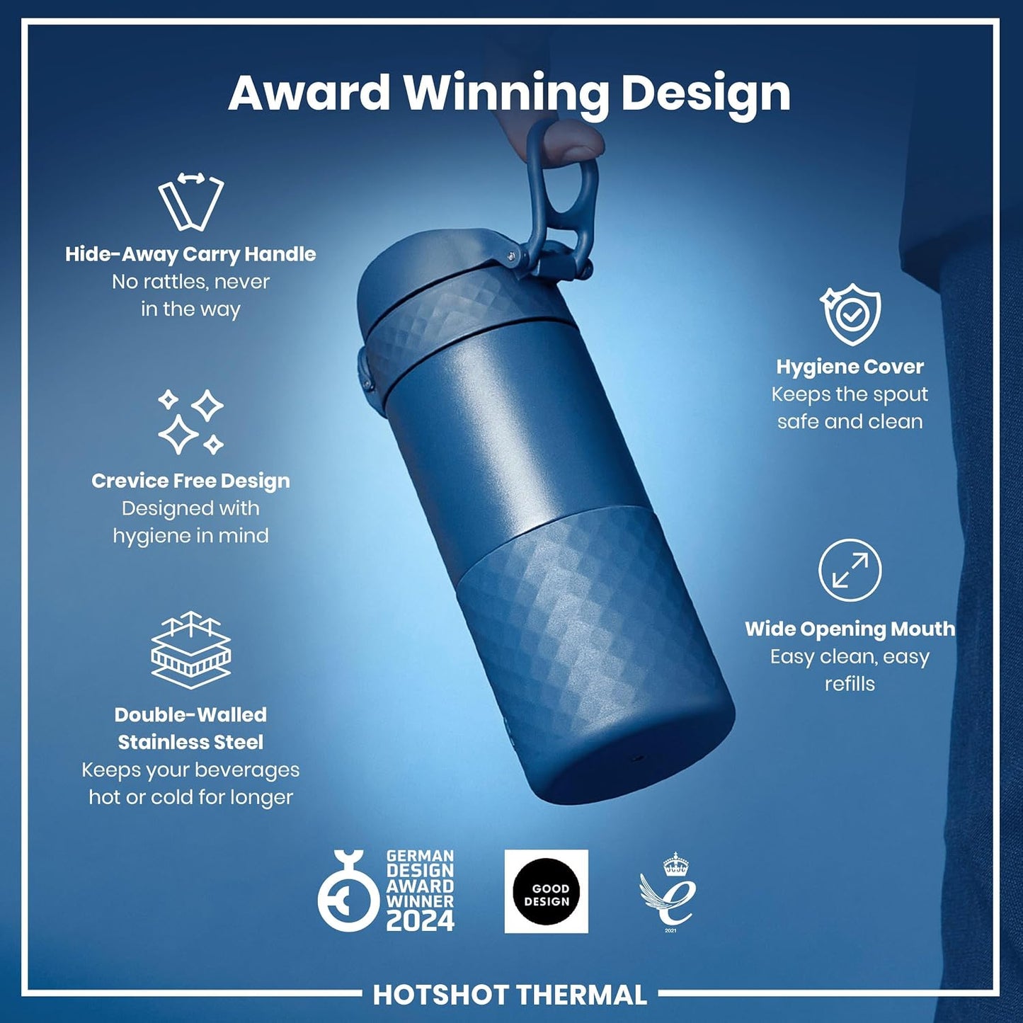 Insulated Travel Mug, 360 ml/12 oz, Leak Proof, Triple Lock Secure, Spill-Free in Transit, Hygienic Cover, Easy-to-Clean, Perfect On-The-Go, Cream, Stainless Steel
