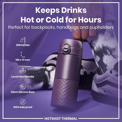 Insulated Travel Mug, 360 ml/12 oz, Leak Proof, Triple Lock Secure, Spill-Free in Transit, Hygienic Cover, Easy-to-Clean, Perfect On-The-Go, Cream, Stainless Steel