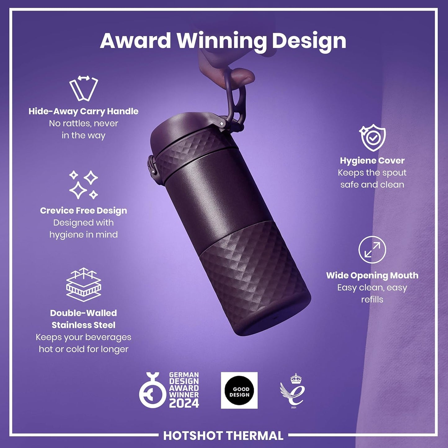 Insulated Travel Mug, 360 ml/12 oz, Leak Proof, Triple Lock Secure, Spill-Free in Transit, Hygienic Cover, Easy-to-Clean, Perfect On-The-Go, Cream, Stainless Steel