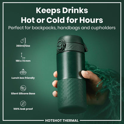 Insulated Travel Mug, 360 ml/12 oz, Leak Proof, Triple Lock Secure, Spill-Free in Transit, Hygienic Cover, Easy-to-Clean, Perfect On-The-Go, Cream, Stainless Steel