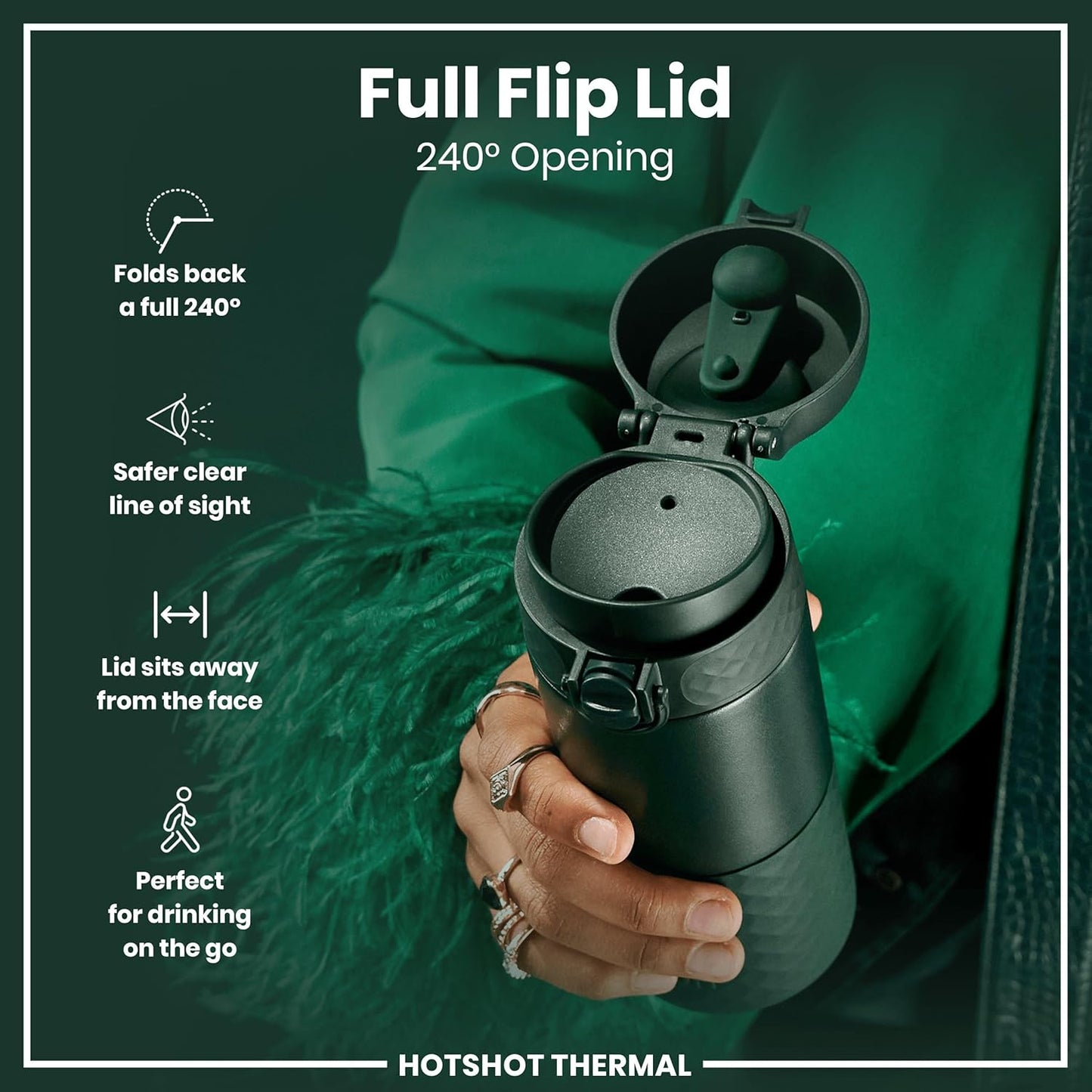 Insulated Travel Mug, 360 ml/12 oz, Leak Proof, Triple Lock Secure, Spill-Free in Transit, Hygienic Cover, Easy-to-Clean, Perfect On-The-Go, Cream, Stainless Steel