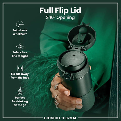 Insulated Travel Mug, 360 ml/12 oz, Leak Proof, Triple Lock Secure, Spill-Free in Transit, Hygienic Cover, Easy-to-Clean, Perfect On-The-Go, Cream, Stainless Steel