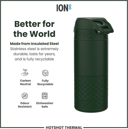 Insulated Travel Mug, 360 ml/12 oz, Leak Proof, Triple Lock Secure, Spill-Free in Transit, Hygienic Cover, Easy-to-Clean, Perfect On-The-Go, Cream, Stainless Steel