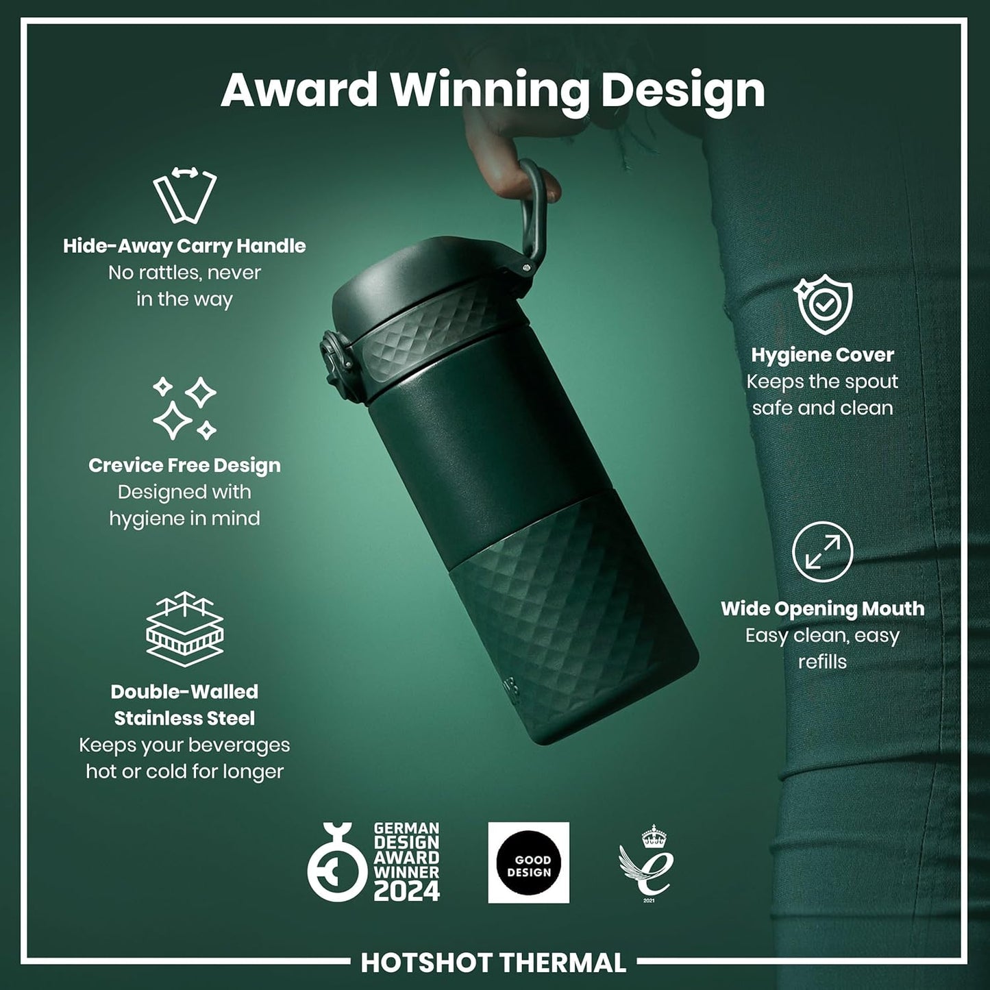 Insulated Travel Mug, 360 ml/12 oz, Leak Proof, Triple Lock Secure, Spill-Free in Transit, Hygienic Cover, Easy-to-Clean, Perfect On-The-Go, Cream, Stainless Steel