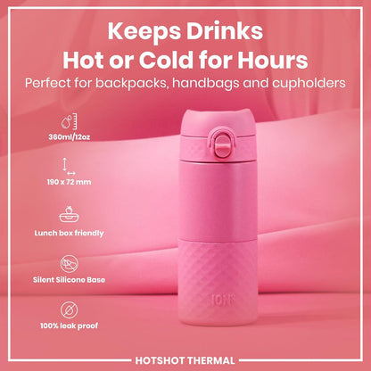 Insulated Travel Mug, 360 ml/12 oz, Leak Proof, Triple Lock Secure, Spill-Free in Transit, Hygienic Cover, Easy-to-Clean, Perfect On-The-Go, Cream, Stainless Steel