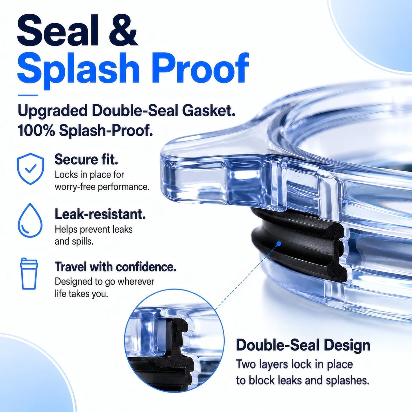 30 oz Tumbler Lid Replacement, 2 Pack Magnetic Slider Lids Compatible with YETI 30 oz Tumbler, 14 oz Mug and 35 oz Straw Mug, BPA-Free Clear Splash-Resistant Covers