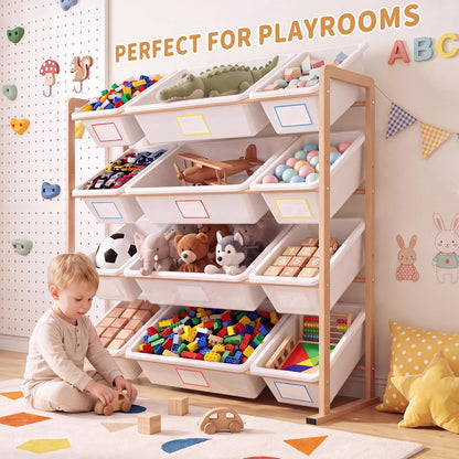 Toy Storage Organizer with12 Removable Storage Bins, Kids Bin Shelf, Toys Box for Playroom Organization for Bedroom & Room