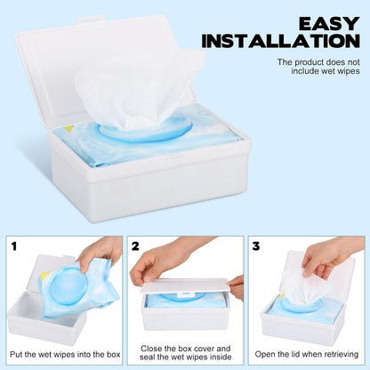 2 Pack Wipes Dispenser Compatible with Cottonelle Flushable, Refillable Wipe Holder with Sealing Lid, Keeps Wipes Clean and Fresh, Non-Slip Wipe Container White Storage Box for Home Car Office