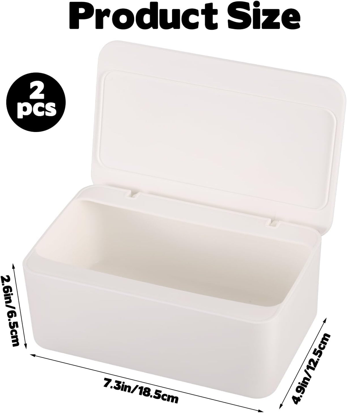 2 Pack Wipes Dispenser Compatible with Cottonelle Flushable, Refillable Wipe Holder with Sealing Lid, Keeps Wipes Clean and Fresh, Non-Slip Wipe Container White Storage Box for Home Car Office