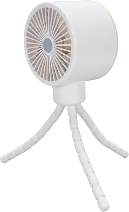 Stroller Fan, Plastic Tripod Clip On Fan with 4000mAh Battery, Flexible Legs, 360 Degree Oscillation, Digital Display, Portable Mini for Car Seat Crib Bike (White)