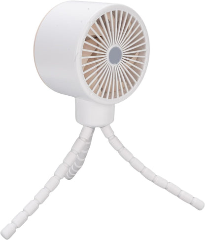 Stroller Fan, Plastic Tripod Clip On Fan with 4000mAh Battery, Flexible Legs, 360 Degree Oscillation, Digital Display, Portable Mini for Car Seat Crib Bike (White)