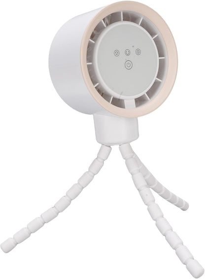 Stroller Fan, Plastic Tripod Clip On Fan with 4000mAh Battery, Flexible Legs, 360 Degree Oscillation, Digital Display, Portable Mini for Car Seat Crib Bike (White)