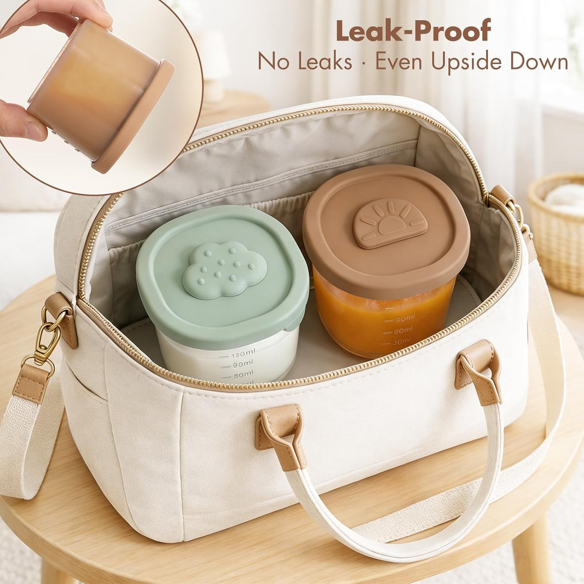 Baby Food Containers with Lids Silicone Baby Food Storage Containers for Infants & Toddlers, Leakproof Freezer-Safe Reusable Baby Food Jars for Breastmilk & Solid Foods, 4oz Silicone Containers, 4PK