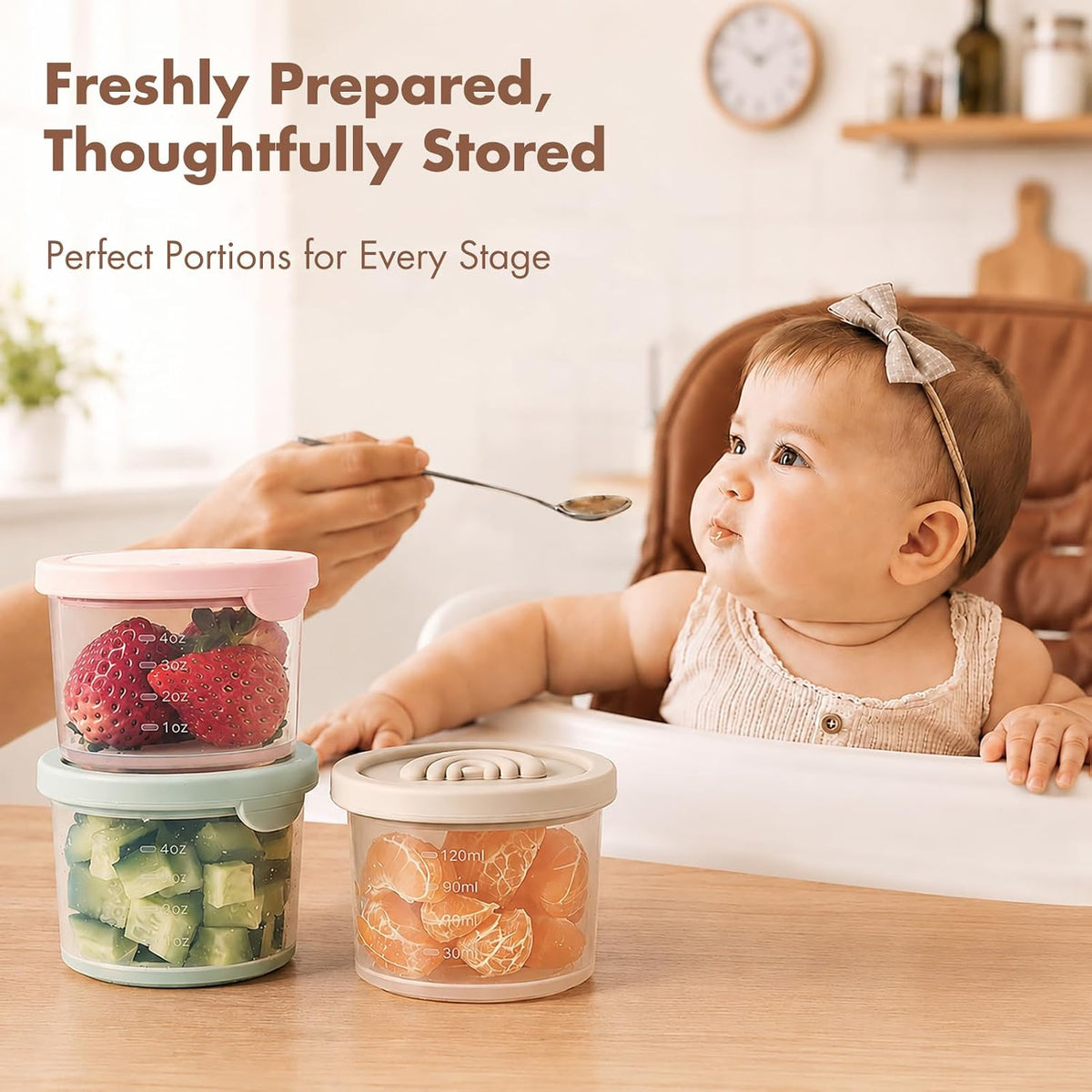 Baby Food Containers with Lids Silicone Baby Food Storage Containers for Infants & Toddlers, Leakproof Freezer-Safe Reusable Baby Food Jars for Breastmilk & Solid Foods, 4oz Silicone Containers, 4PK