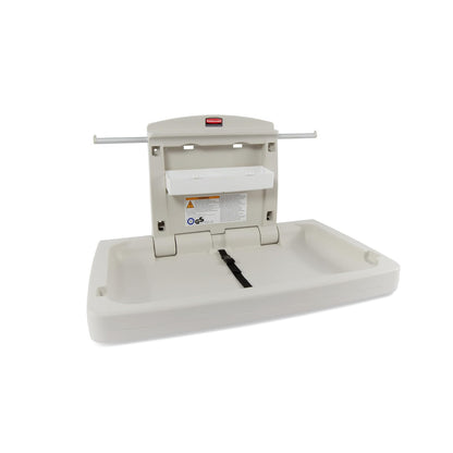 Horizontal Baby Changing Station, Light Platinum, Wall-Mounted Fold-Down Diaper Change Table with Safety Straps for Restaurants/Hotels/Schools/Airports