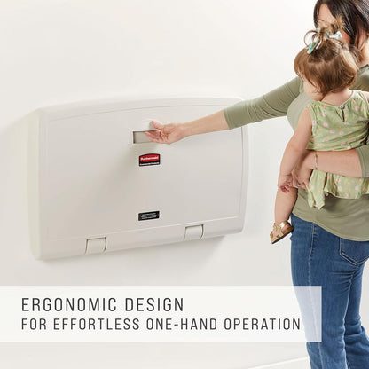 Horizontal Baby Changing Station, Light Platinum, Wall-Mounted Fold-Down Diaper Change Table with Safety Straps for Restaurants/Hotels/Schools/Airports