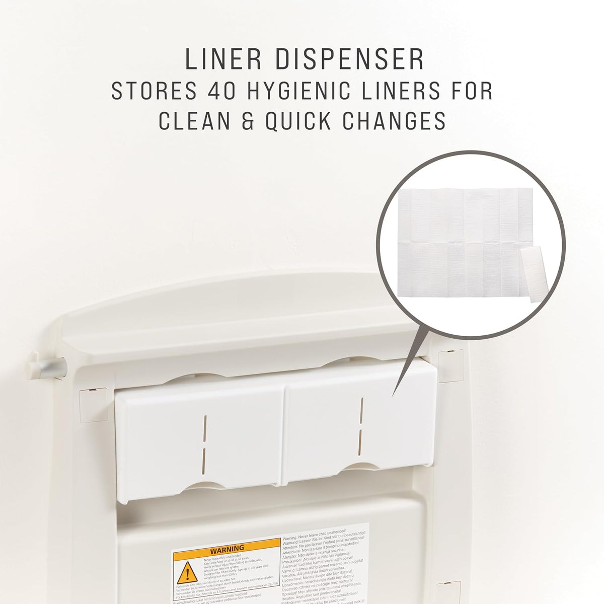 Horizontal Baby Changing Station, Light Platinum, Wall-Mounted Fold-Down Diaper Change Table with Safety Straps for Restaurants/Hotels/Schools/Airports