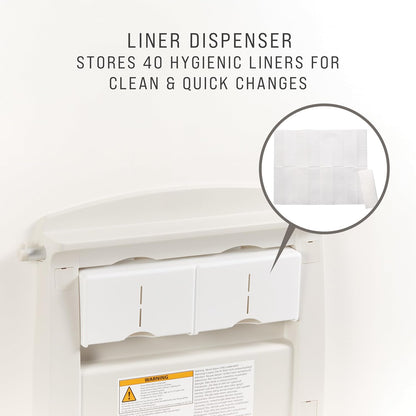 Horizontal Baby Changing Station, Light Platinum, Wall-Mounted Fold-Down Diaper Change Table with Safety Straps for Restaurants/Hotels/Schools/Airports