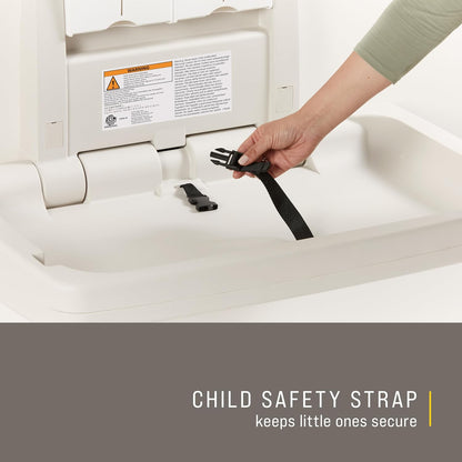 Horizontal Baby Changing Station, Light Platinum, Wall-Mounted Fold-Down Diaper Change Table with Safety Straps for Restaurants/Hotels/Schools/Airports