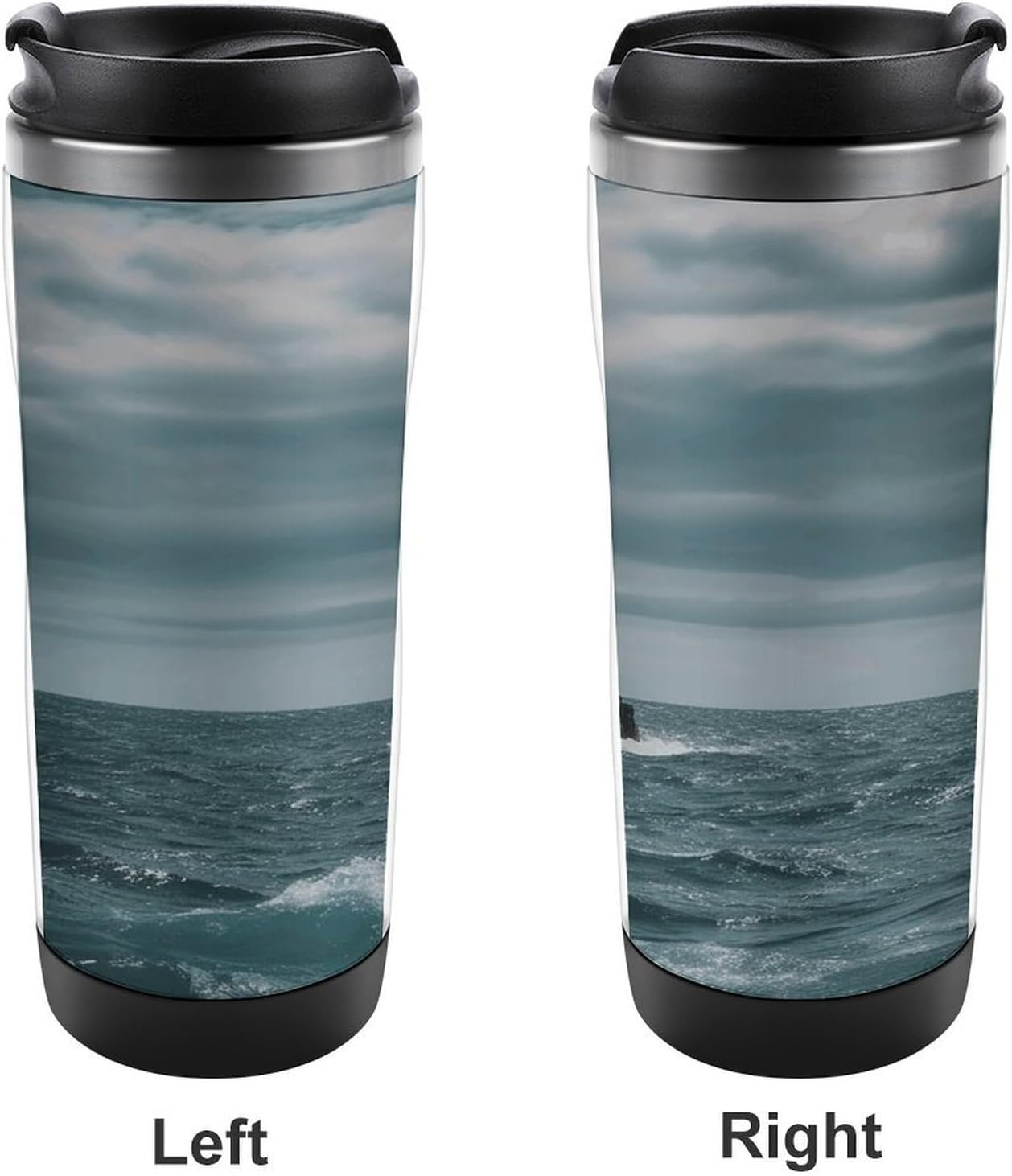 13oz Insulated Travel Coffee Mug Reusable Coffee Cup Water Bottle | Lighthouse Ocean Travel Mug with Leak Proof Lid Double Wall Stainless Steel Coffee Tumbler Personalized Gift