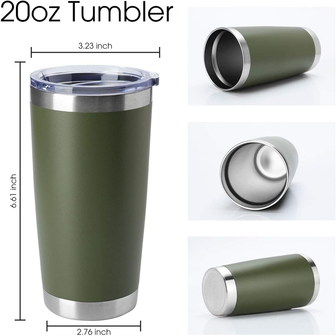 20oz Stainless Steel Tumblers Bulk, Insulated Travel Cup with Lid, Double Wall Vacuum Coffee Mug for Cold & Hot Drinks 1 Pack, Orange
