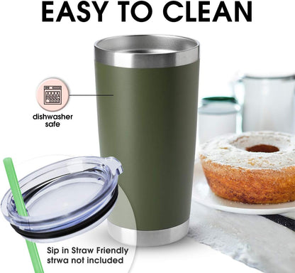 20oz Stainless Steel Tumblers Bulk, Insulated Travel Cup with Lid, Double Wall Vacuum Coffee Mug for Cold & Hot Drinks 1 Pack, Orange