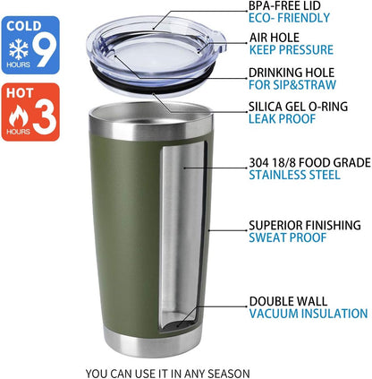 20oz Stainless Steel Tumblers Bulk, Insulated Travel Cup with Lid, Double Wall Vacuum Coffee Mug for Cold & Hot Drinks 1 Pack, Orange