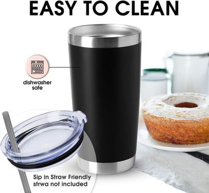 20oz Stainless Steel Tumblers Bulk, Insulated Travel Cup with Lid, Double Wall Vacuum Coffee Mug for Cold & Hot Drinks 1 Pack, Orange