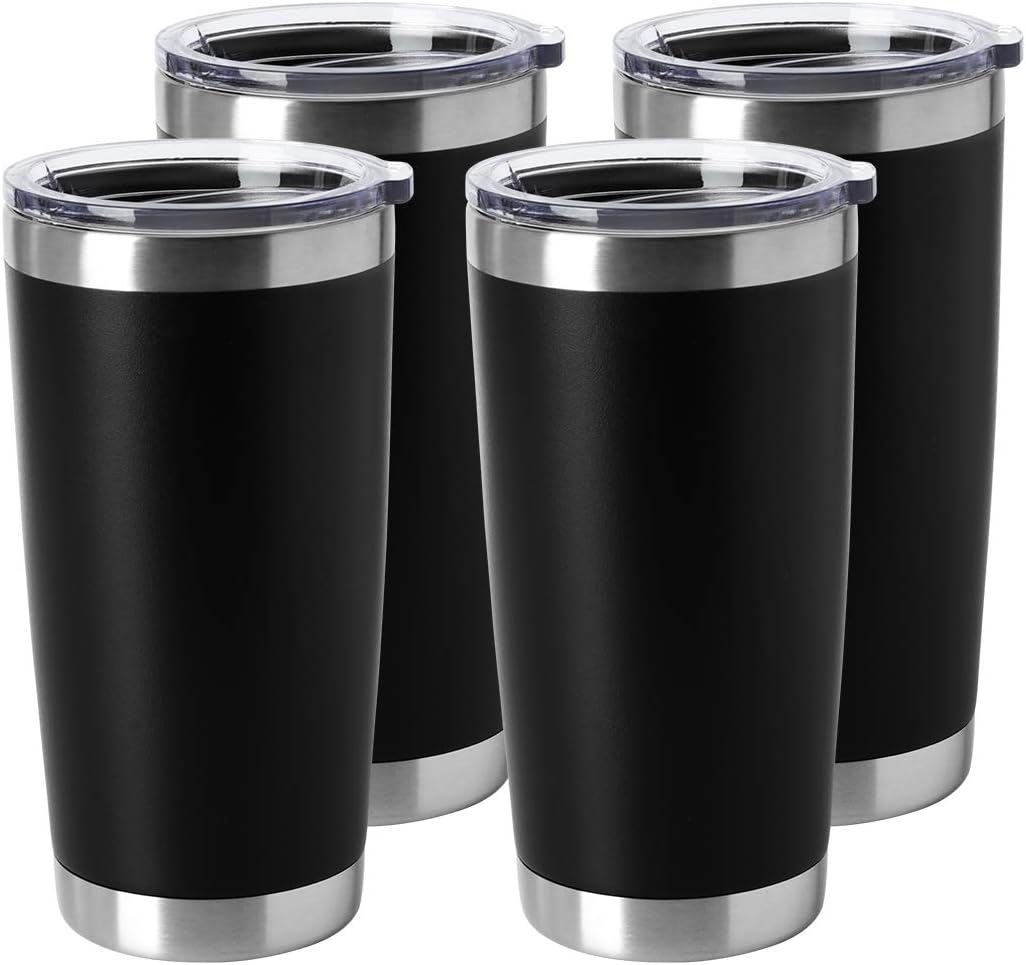 20oz Stainless Steel Tumblers Bulk, Insulated Travel Cup with Lid, Double Wall Vacuum Coffee Mug for Cold & Hot Drinks 1 Pack, Orange
