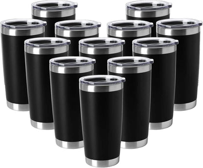 20oz Stainless Steel Tumblers Bulk, Insulated Travel Cup with Lid, Double Wall Vacuum Coffee Mug for Cold & Hot Drinks 1 Pack, Orange