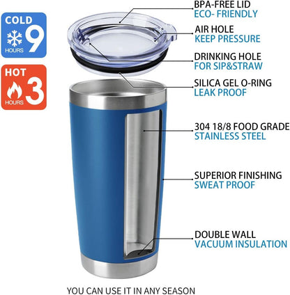 20oz Stainless Steel Tumblers Bulk, Insulated Travel Cup with Lid, Double Wall Vacuum Coffee Mug for Cold & Hot Drinks 1 Pack, Orange