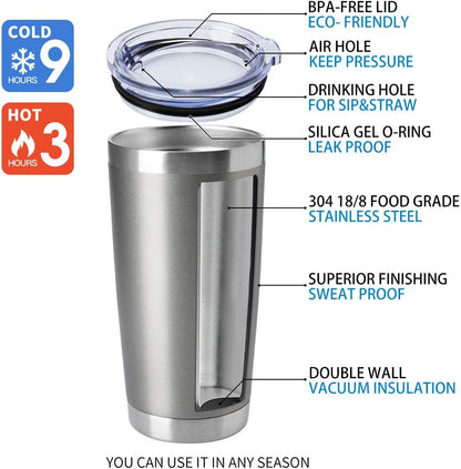 20oz Stainless Steel Tumblers Bulk, Insulated Travel Cup with Lid, Double Wall Vacuum Coffee Mug for Cold & Hot Drinks 1 Pack, Orange