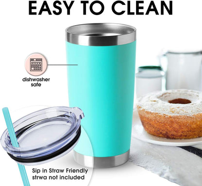 20oz Stainless Steel Tumblers Bulk, Insulated Travel Cup with Lid, Double Wall Vacuum Coffee Mug for Cold & Hot Drinks 1 Pack, Orange