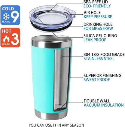 20oz Stainless Steel Tumblers Bulk, Insulated Travel Cup with Lid, Double Wall Vacuum Coffee Mug for Cold & Hot Drinks 1 Pack, Orange