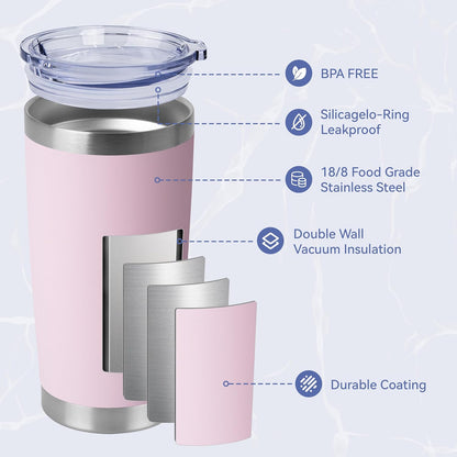 20oz Stainless Steel Tumblers Bulk, Insulated Travel Cup with Lid, Double Wall Vacuum Coffee Mug for Cold & Hot Drinks 1 Pack, Orange