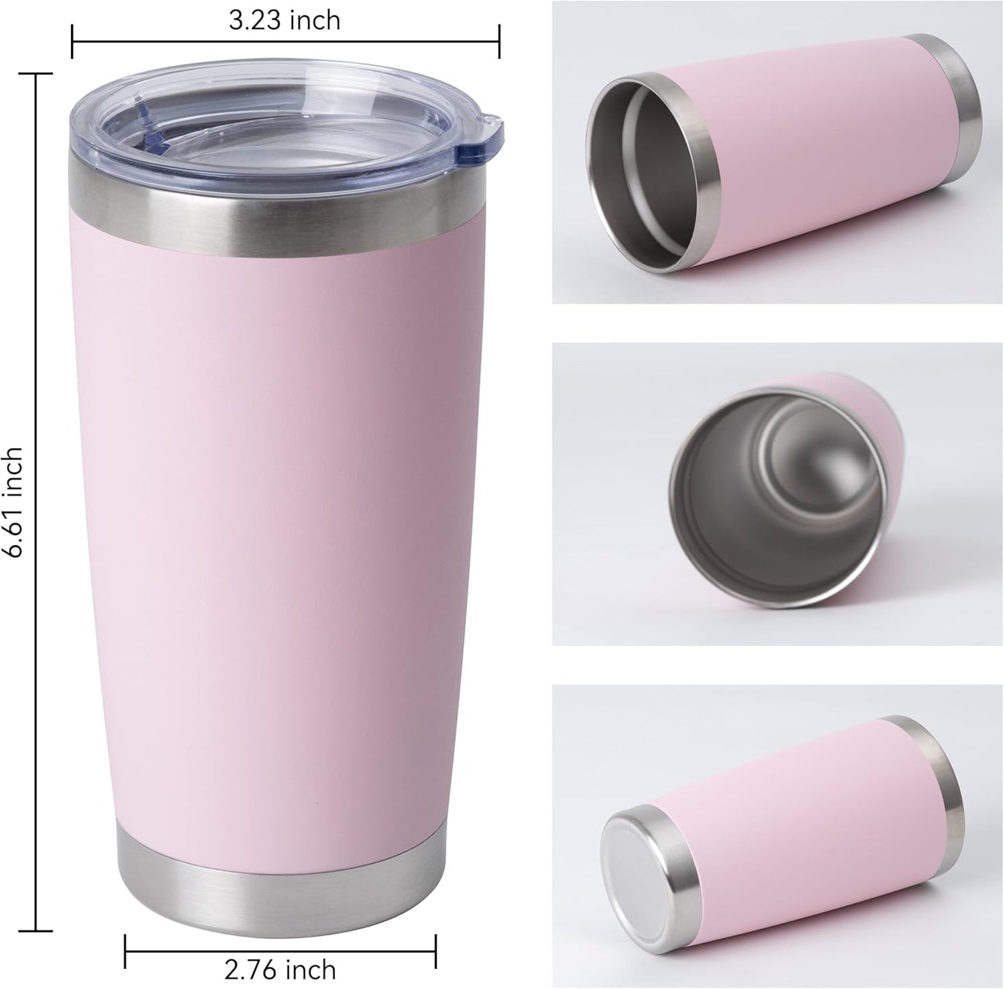 20oz Stainless Steel Tumblers Bulk, Insulated Travel Cup with Lid, Double Wall Vacuum Coffee Mug for Cold & Hot Drinks 1 Pack, Orange