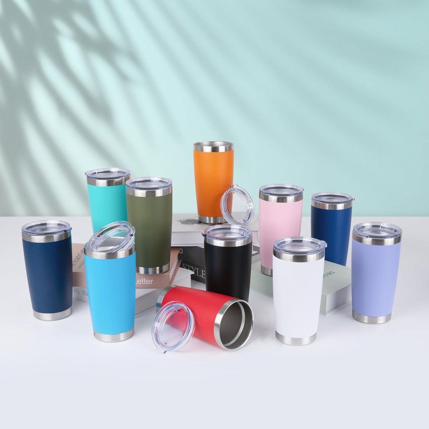 20oz Stainless Steel Tumblers Bulk, Insulated Travel Cup with Lid, Double Wall Vacuum Coffee Mug for Cold & Hot Drinks 1 Pack, Orange