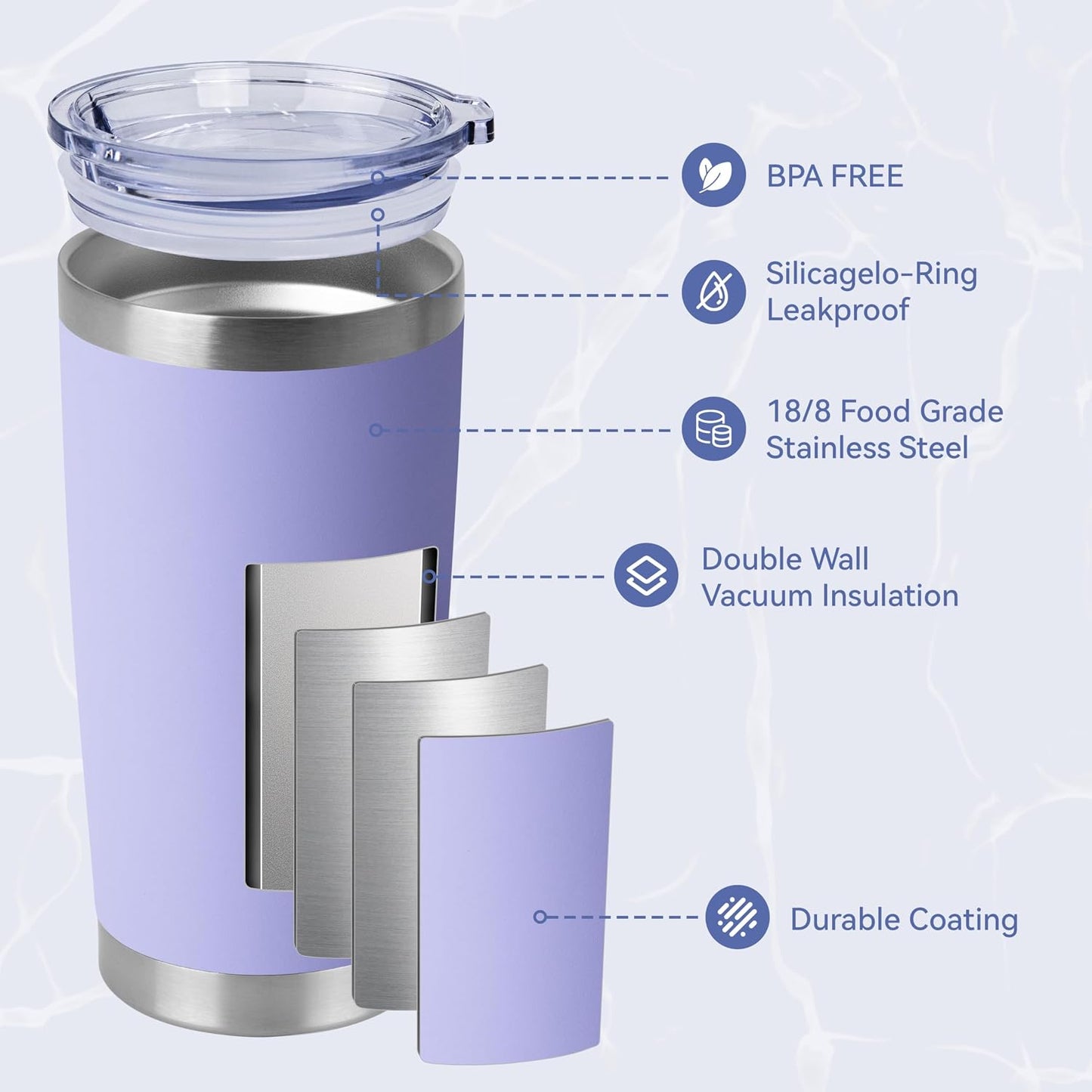 20oz Stainless Steel Tumblers Bulk, Insulated Travel Cup with Lid, Double Wall Vacuum Coffee Mug for Cold & Hot Drinks 1 Pack, Orange