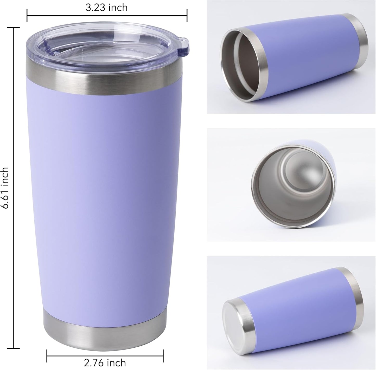 20oz Stainless Steel Tumblers Bulk, Insulated Travel Cup with Lid, Double Wall Vacuum Coffee Mug for Cold & Hot Drinks 1 Pack, Orange
