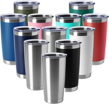 20oz Stainless Steel Tumblers Bulk, Insulated Travel Cup with Lid, Double Wall Vacuum Coffee Mug for Cold & Hot Drinks 1 Pack, Orange