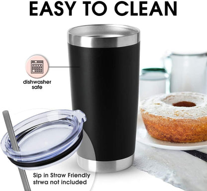 20oz Stainless Steel Tumblers Bulk, Insulated Travel Cup with Lid, Double Wall Vacuum Coffee Mug for Cold & Hot Drinks 1 Pack, Orange